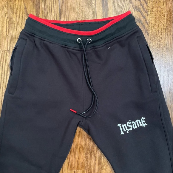 Insane OG Black Sweatpants Embrodiered Red Trim Size Small - Picture 9 of 11